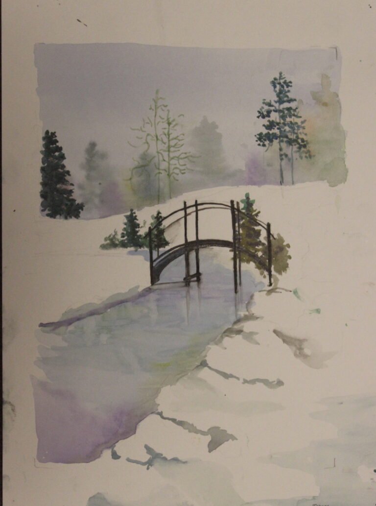 Winter’s Quiet: A Watercolor Reflection